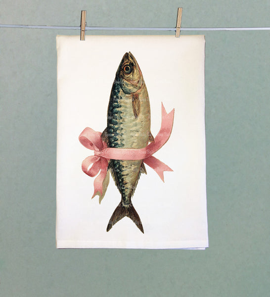 Adorned Mackerel Fish Organic Kitchen Towel