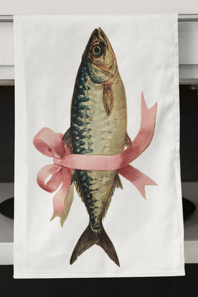 Adorned Mackerel Fish Organic Kitchen Towel