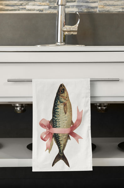 Adorned Mackerel Fish Organic Kitchen Towel