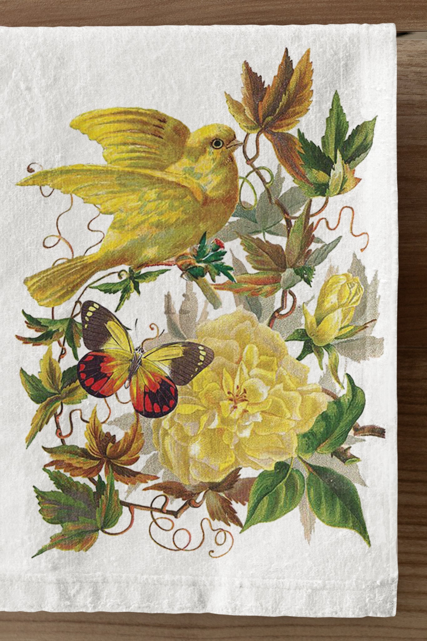 Yellow Canary Bird Organic Tea Towel