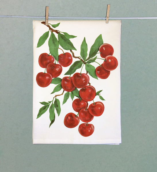 Classic Cherries Organic Tea Towel