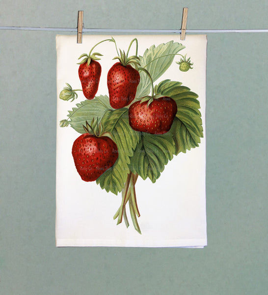 Natural Strawberries Organic Tea Towel