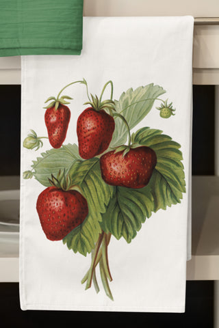 Natural Strawberries Organic Tea Towel