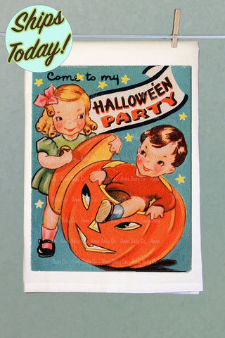 Halloween Party Organic Tea Towel