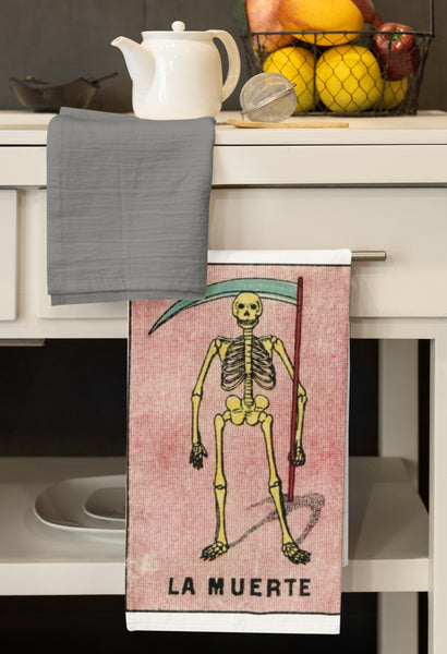La Muerte Death Retro Organic Kitchen Towel