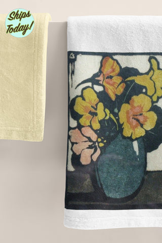 Nasturtium Flowers Organic Tea Towel