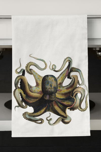 Brown Octopus Retro Retro Organic Kitchen Towel