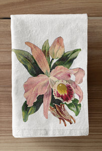 Orchid Flower Organic Tea Towel