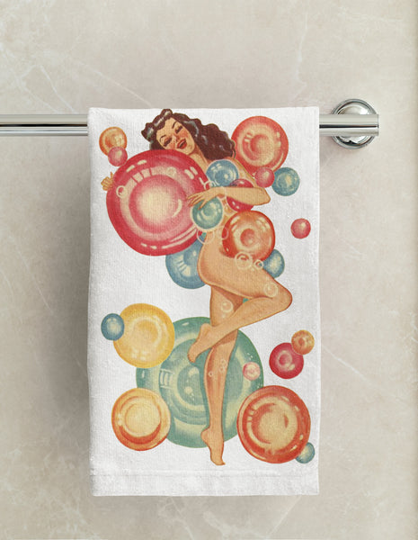 Bubbles Pinup Retro Organic Kitchen Towel