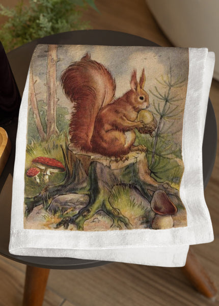 Woodland Squirrel Organic Kitchen Tea Towel
