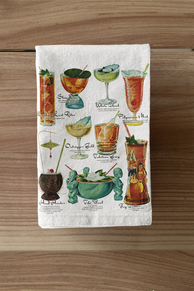 Tiki Bar Drink Cocktails Organic Tea Towel