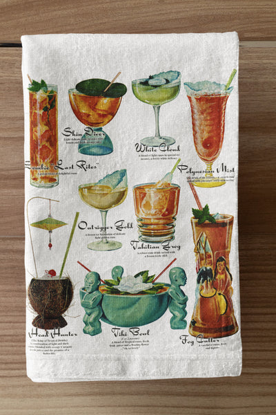 Tiki Bar Drink Cocktails Organic Tea Towel