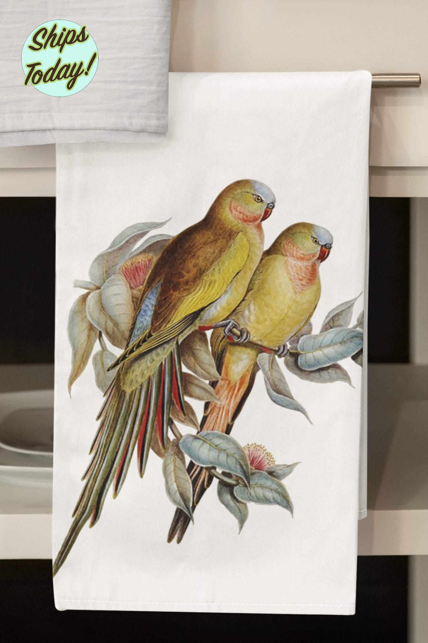 Tiki Parrots Organic Tea Towel