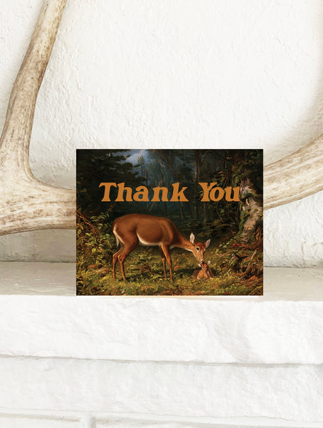 Thank You Deer Card - Mother Fawn Woodland Deer Card