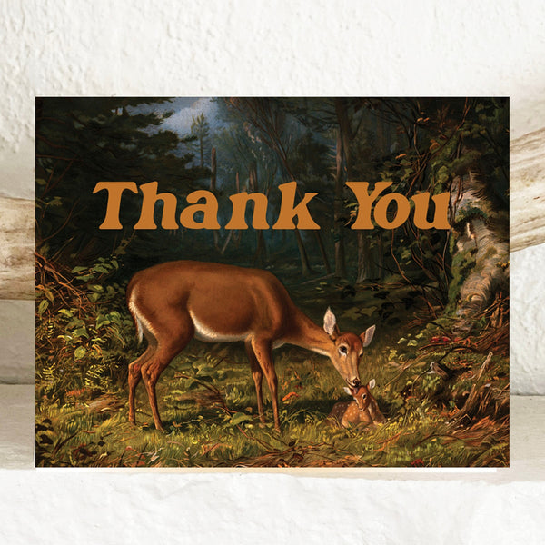 Thank You Deer Card - Mother Fawn Woodland Deer Card