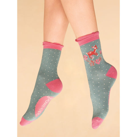 Vintage Fawn Ankle Socks - Sage