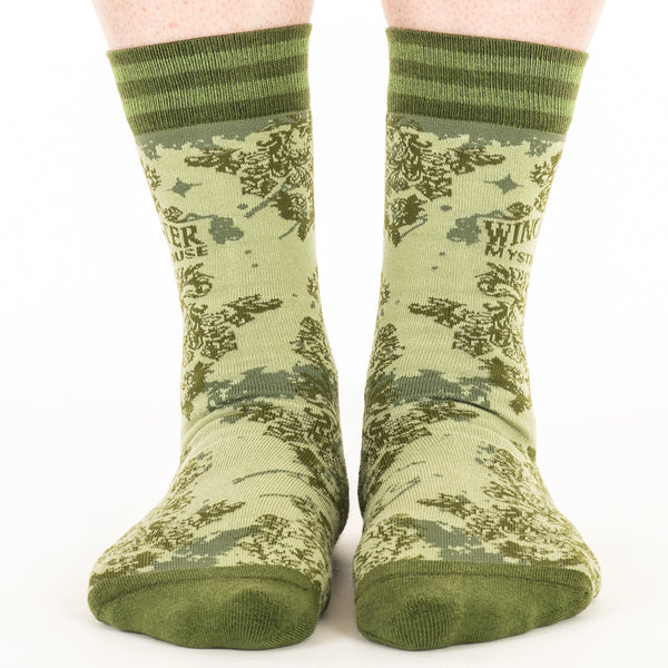 Winchester Mystery House® Ghoulish Green Damask Crew Sock