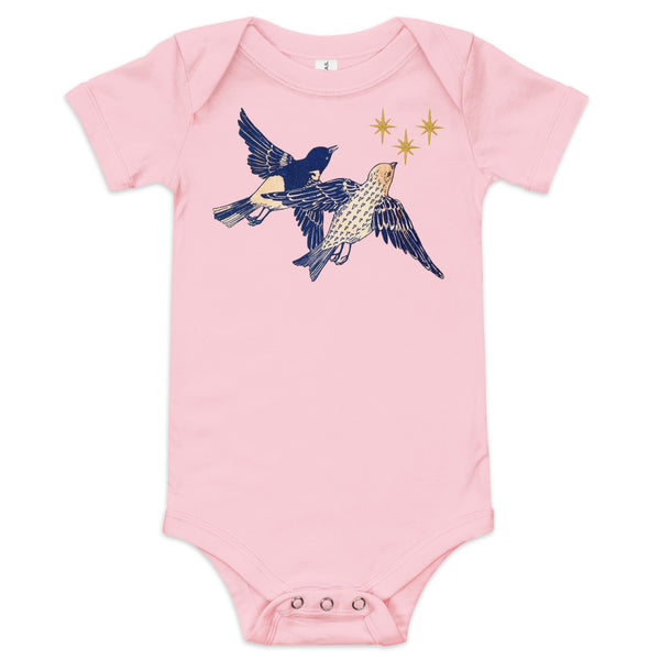 Bluebirds & Stars Baby One Piece