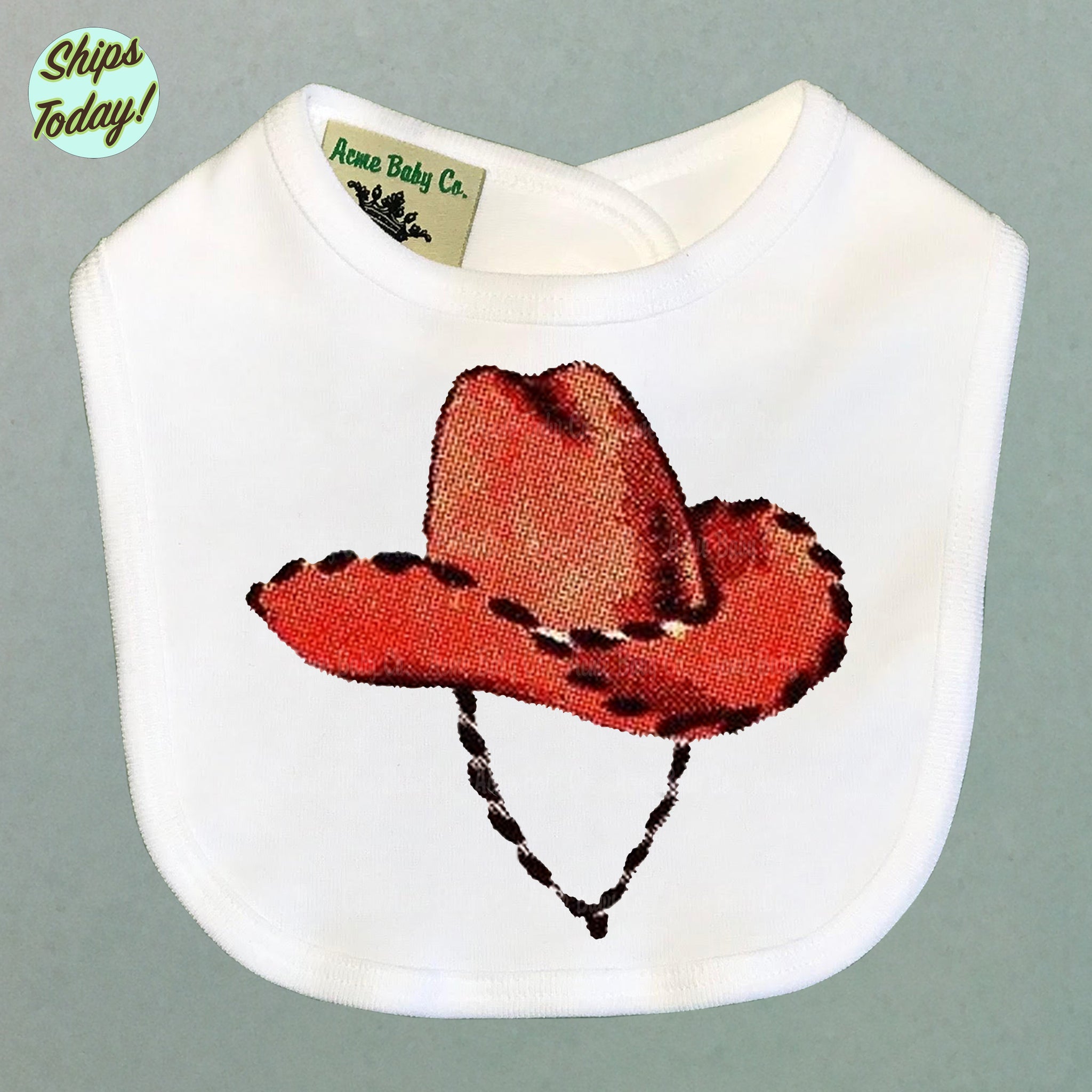 Red Cowboy Hat Organic Baby Bib