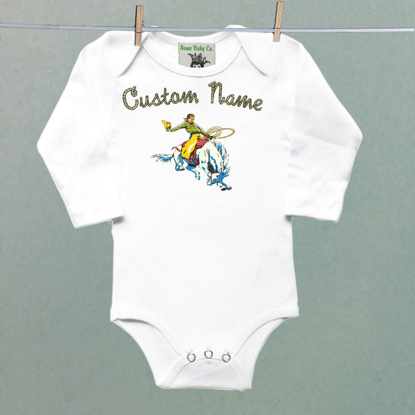 Personalized Buckaroo Organic One Piece Baby Bodysuit