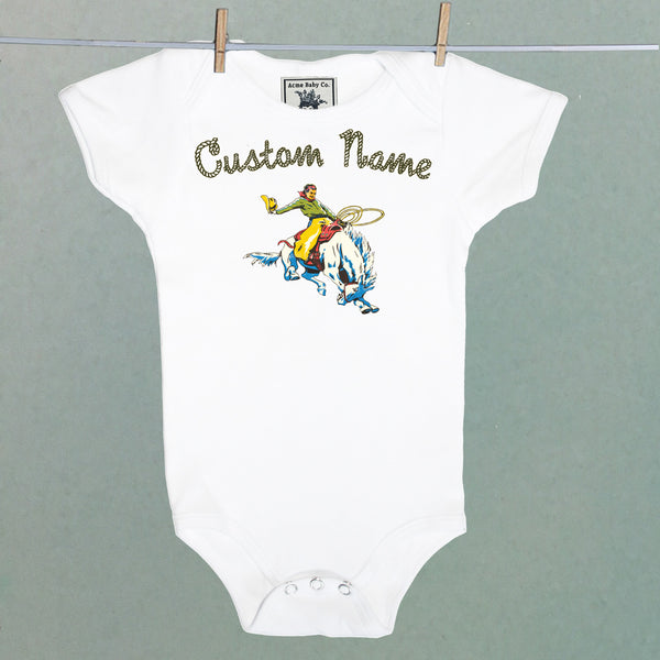Personalized Buckaroo Organic One Piece Baby Bodysuit