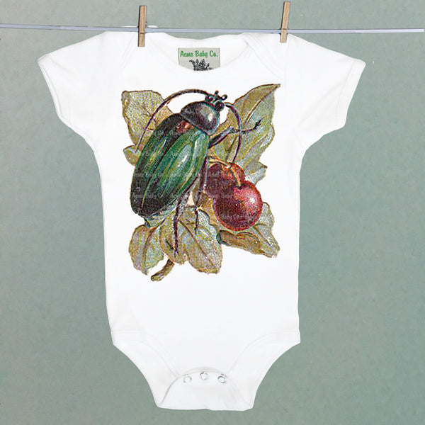 Colorful Beetles Organic One Piece Baby Bodysuit