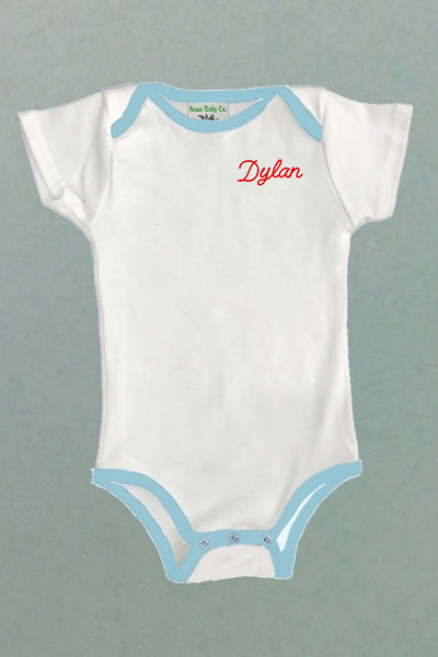 Throw Back Personlized One Piece Bodysuit with Color Trim