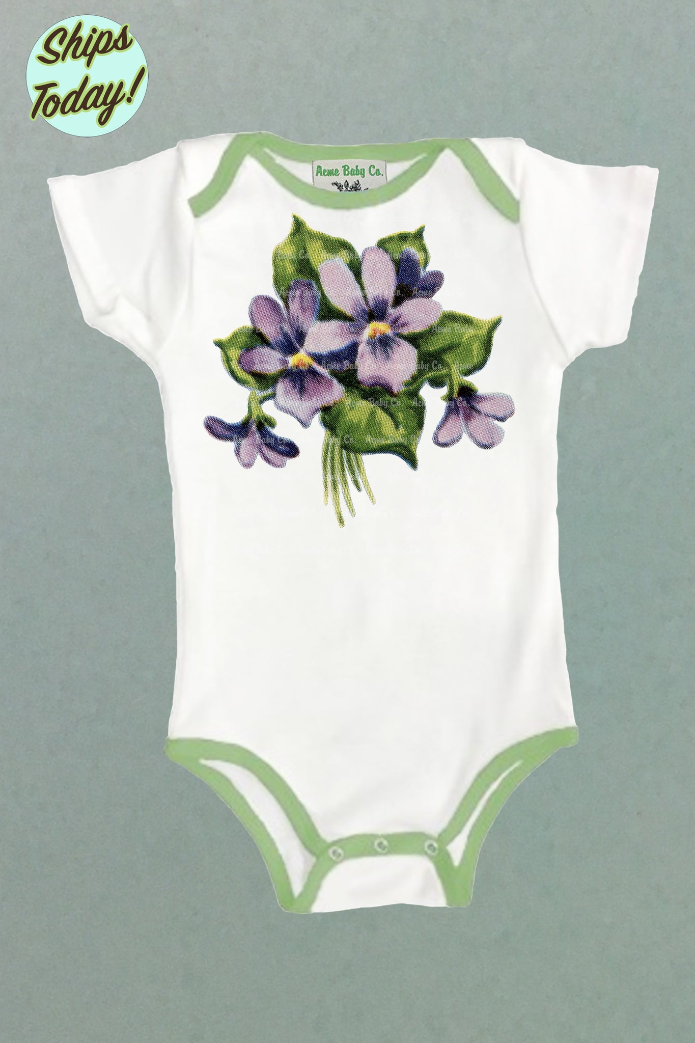 Violets One Piece Bodysuit with Color Trim