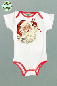 Santa One Piece Bodysuit with Color Trim