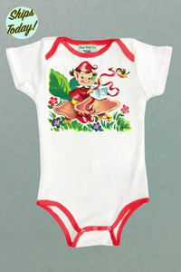 Cute Elf One Piece Bodysuit with Color Trim