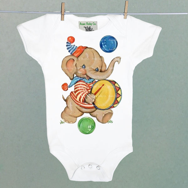 Circus Elephant One Piece Baby Bodysuit