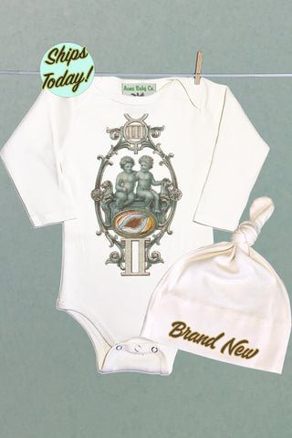 Brand New Gemini Organic Baby Bodysuit and Cap Set