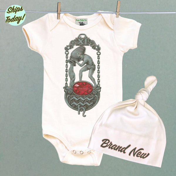 Brand New Aquarius Organic Baby Bodysuit and Cap Set
