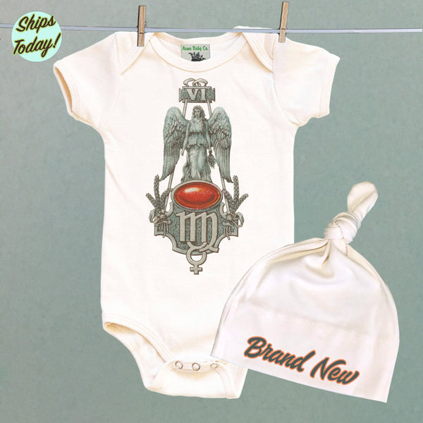 Brand New Virgo Organic Baby Bodysuit and Cap Set