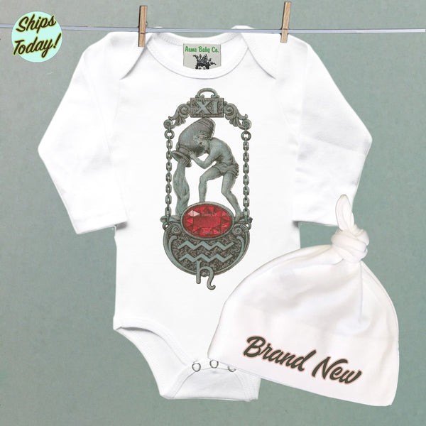 Brand New Aquarius Organic Baby Bodysuit and Cap Set