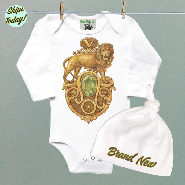 Brand New Leo Organic Baby Bodysuit and Cap Set