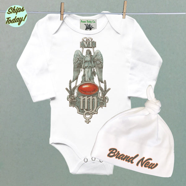 Brand New Virgo Organic Baby Bodysuit and Cap Set