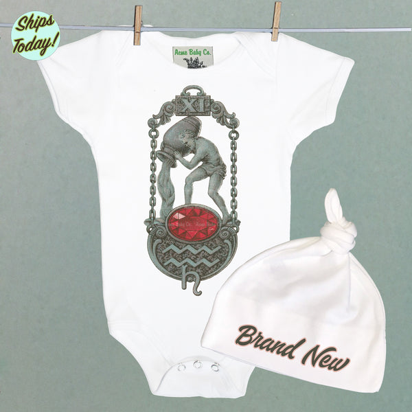 Brand New Aquarius Organic Baby Bodysuit and Cap Set