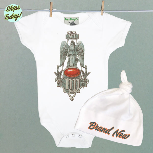 Brand New Virgo Organic Baby Bodysuit and Cap Set