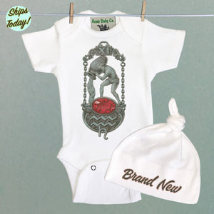 Brand New Aquarius Organic Baby Bodysuit and Cap Set