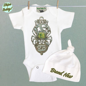 Brand New Cancer Organic Baby Bodysuit and Cap Set