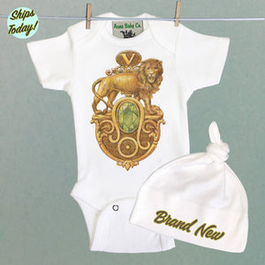 Brand New Leo Organic Baby Bodysuit and Cap Set