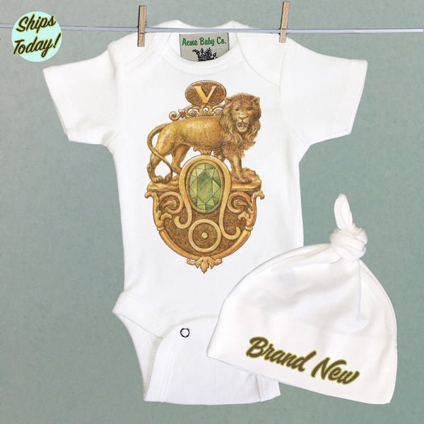 Brand New Leo Organic Baby Bodysuit and Cap Set