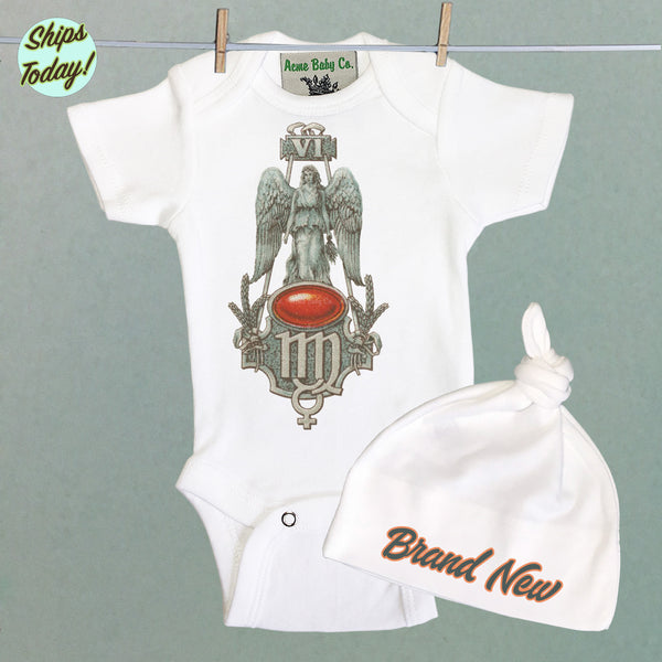 Brand New Virgo Organic Baby Bodysuit and Cap Set
