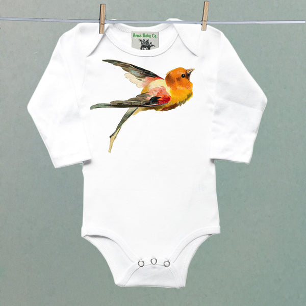 Orange Bird Organic One Piece Baby Bodysuit