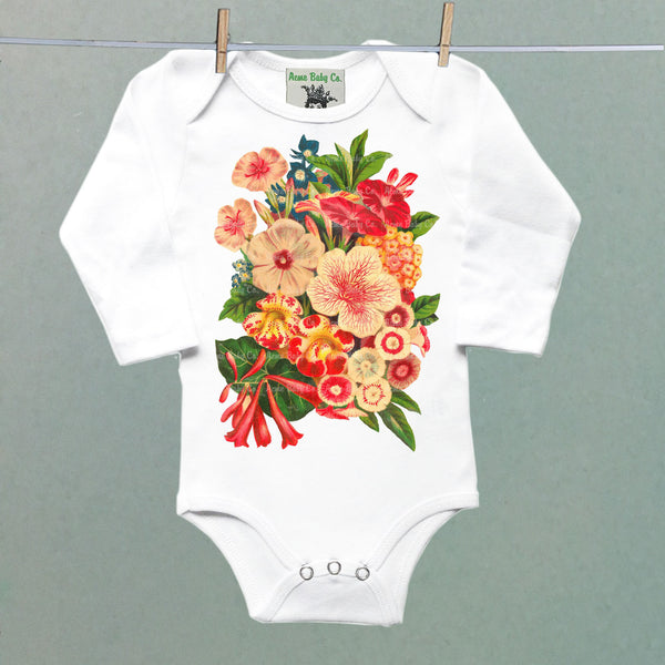 Victorian Flowers Organic One Piece Baby Bodysuit