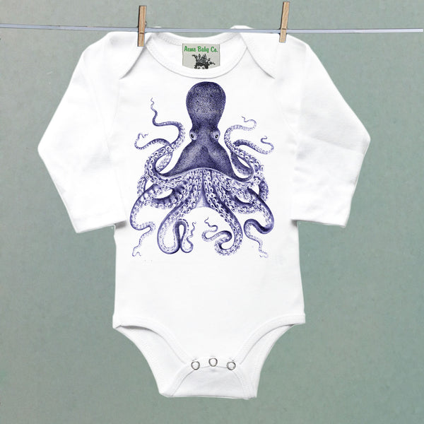 Blue Octopus Organic One Piece Baby Bodysuit
