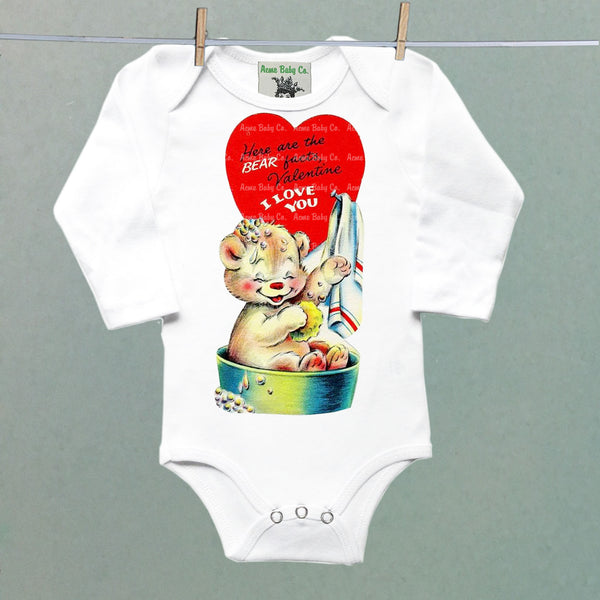 Bear Facts Valentine One Piece Baby Bodysuit