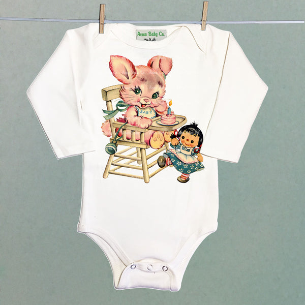 High Chair Bunny Organic One Piece Baby Bodysuit