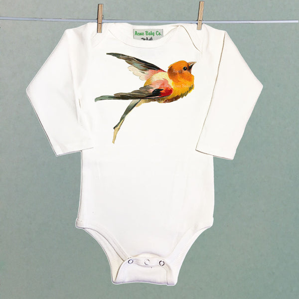 Orange Bird Organic One Piece Baby Bodysuit